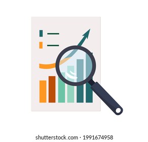 Growth chart. Chart with an ascending arrow pointing up. Successful strategy, control concept. Dynamics of development, and process performance. Business analysis paper document, growth result. Vector