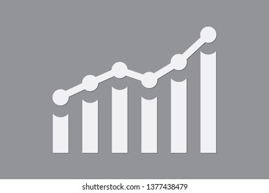Growth chart with bar diagram using white color on gray background vector illustration