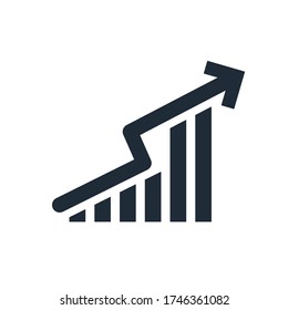 Gráfico de crecimiento. Icono de vector negro aislado en fondo blanco.