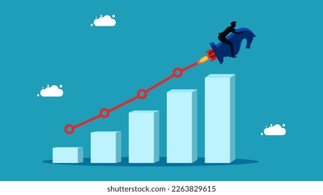 Growth chart and businessman controlling chess. Business growth strategy. Finance and investment concept. vector 