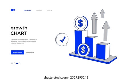 Gráfico de crecimiento del efectivo. Concepto de comercio financiero comercial. Invertir en moneda. Vector