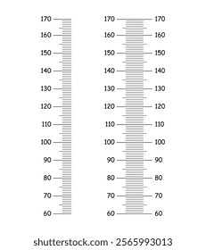 Growth chart for children from 60 to 170 cm. Meter wall, growth ruler layout. Wall growth sticker.