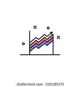 growth chart colored icon. Element of colored business chart icon for mobile concept and web apps. Colored growth chart icon can be used for web and mobile on white background