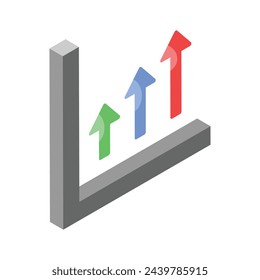 Gráfico de crecimiento que representa el diseño vectorial del análisis de negocios, para uso premium
