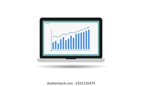 Growth Chart Diagram Graph in Laptop Screen For Successful Mission Incredible Financial Growth Vector Illustration
