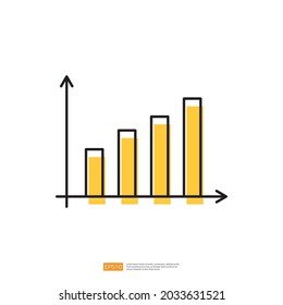 growth chart diagram graph trend. data report analysis for finance and business with outline line art concept illustration