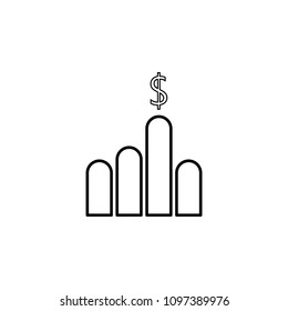 growth chart for the dollar line icon. Element of bankig icon for mobile concept and web apps. Thin line growth chart for the dollar icon can be used for web and mobile