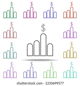 growth chart for the dollar line icon. Elements of Bank in multi color style icons. Simple icon for websites, web design, mobile app, info graphics