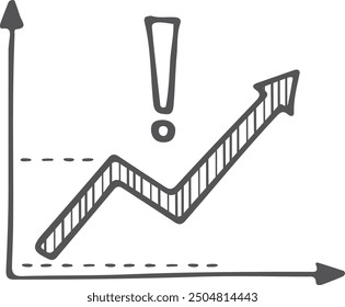 Growth chart doodle. Financial graph hand drawn icon