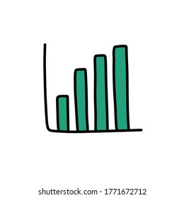 icono de doodle de gráfico de crecimiento, ilustración vectorial