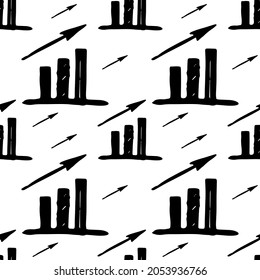 Wachstumsdiagramm-Doodle - nahtloser Vektorhintergrund. Unternehmensinvestition