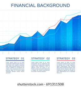 Growth chart economy concept. Statistics business graph vector financial markets background. Stock economic info chart illustration