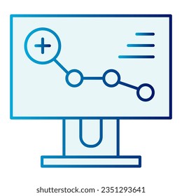 Wachstumsdiagramm flach Symbol. Diagramm auf Computer-blauen Symbolen in trendigem, flachen Stil. Grafik auf Farbverlauf-Design des Monitors, entwickelt für Web und App. EPS10