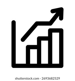 Gráfico de crescimento ícone de estrutura de tópicos mínima representando o progresso dos negócios, a análise de dados e o design moderno de controle de desempenho
