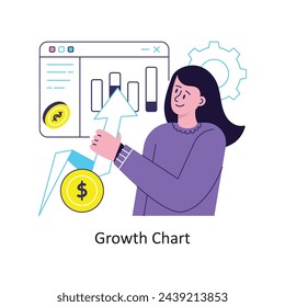 Growth Chart flat style design vector stock illustrations.