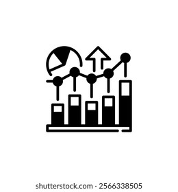 Growth Chart Glyph Icon. linear style sign for mobile concept and web design. Outline vector icon.