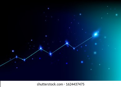 growth chart and graph concept illustration with futuristic theme and glow effect, vector eps10