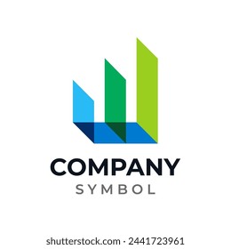 Growth Chart Graph Diagram Finance Statistic Stock Overlay Overlapping Colorful Vector Logo Design