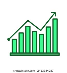 Gráfico De Crecimiento Y Barras Verdes Con Flecha Hacia Arriba