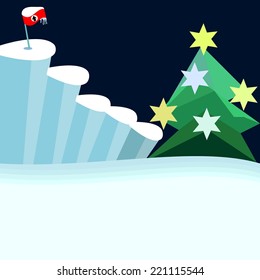 Growth chart of ice pieces in winter night scene