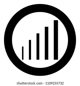 Growth chart icon black color in circle round 