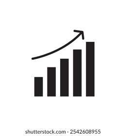 Ícone de Gráfico de Crescimento - sinal de vetor preto e branco