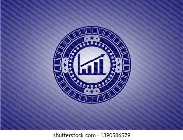 growth chart icon with denim texture
