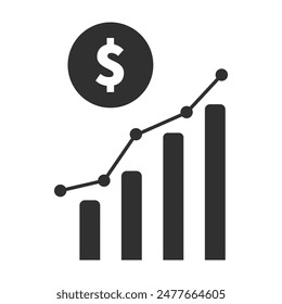 Icono de gráfico de crecimiento con signo de dólar