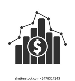 Growth chart icon with dollar sign