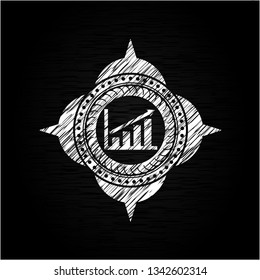 growth chart icon drawn chalk emblem, retro style, chalk or chalkboard texture