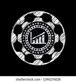 growth chart icon drawn chalk emblem, retro style, chalk or chalkboard texture