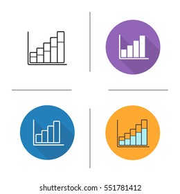 Growth chart icon. Flat design, linear and color styles. Diagram. Business statistics graph. Isolated vector illustrations