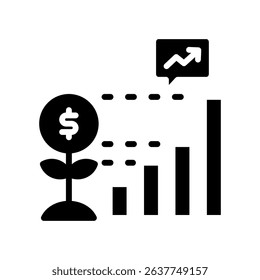 Growth Chart Icon Glyph Vector Illustration
