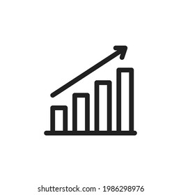 Growth chart icon. Grow diagram flat vector illustration. Simple flat financial growth chart icon or symbol. Growing bar graph icon in black on a white background. Vector illustration