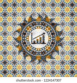 growth chart icon inside arabesque emblem. arabic decoration.