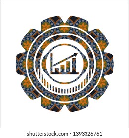 growth chart icon inside arabesque emblem. arabic decoration.