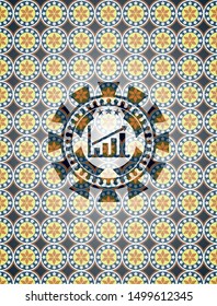 growth chart icon inside arabesque badge. arabic decoration.