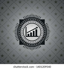 growth chart icon inside black emblem. Vintage.