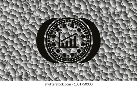 growth chart icon inside black badge with bubbles background. Vector Illustration. Detailed. 