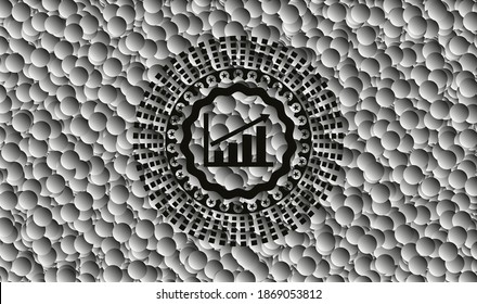 growth chart icon inside black emblem with bubbles background. Vector Illustration. Detailed. 