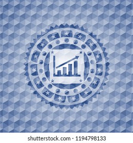 growth chart icon inside blue badge with geometric pattern background.
