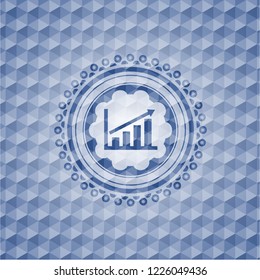 growth chart icon inside blue polygonal emblem.