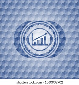 growth chart icon inside blue polygonal badge.