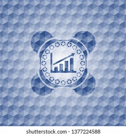 growth chart icon inside blue badge with geometric pattern background.