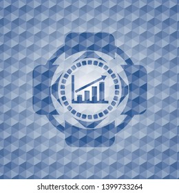 growth chart icon inside blue emblem with geometric background.