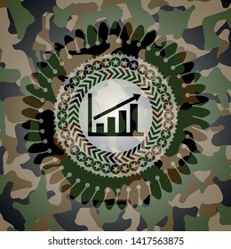 growth chart icon inside camo texture