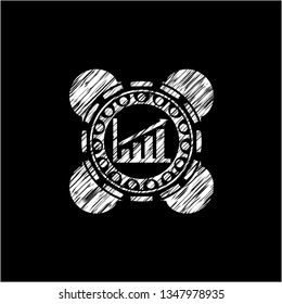 growth chart icon inside chalk emblem