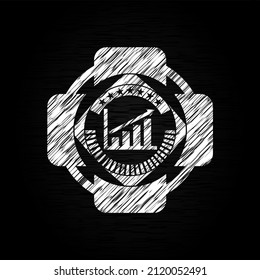 growth chart icon inside chalk emblem written on a blackboard. 