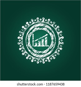 growth chart icon inside chalkboard emblem written on a blackboard