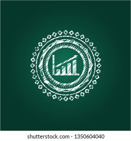 growth chart icon inside chalkboard emblem